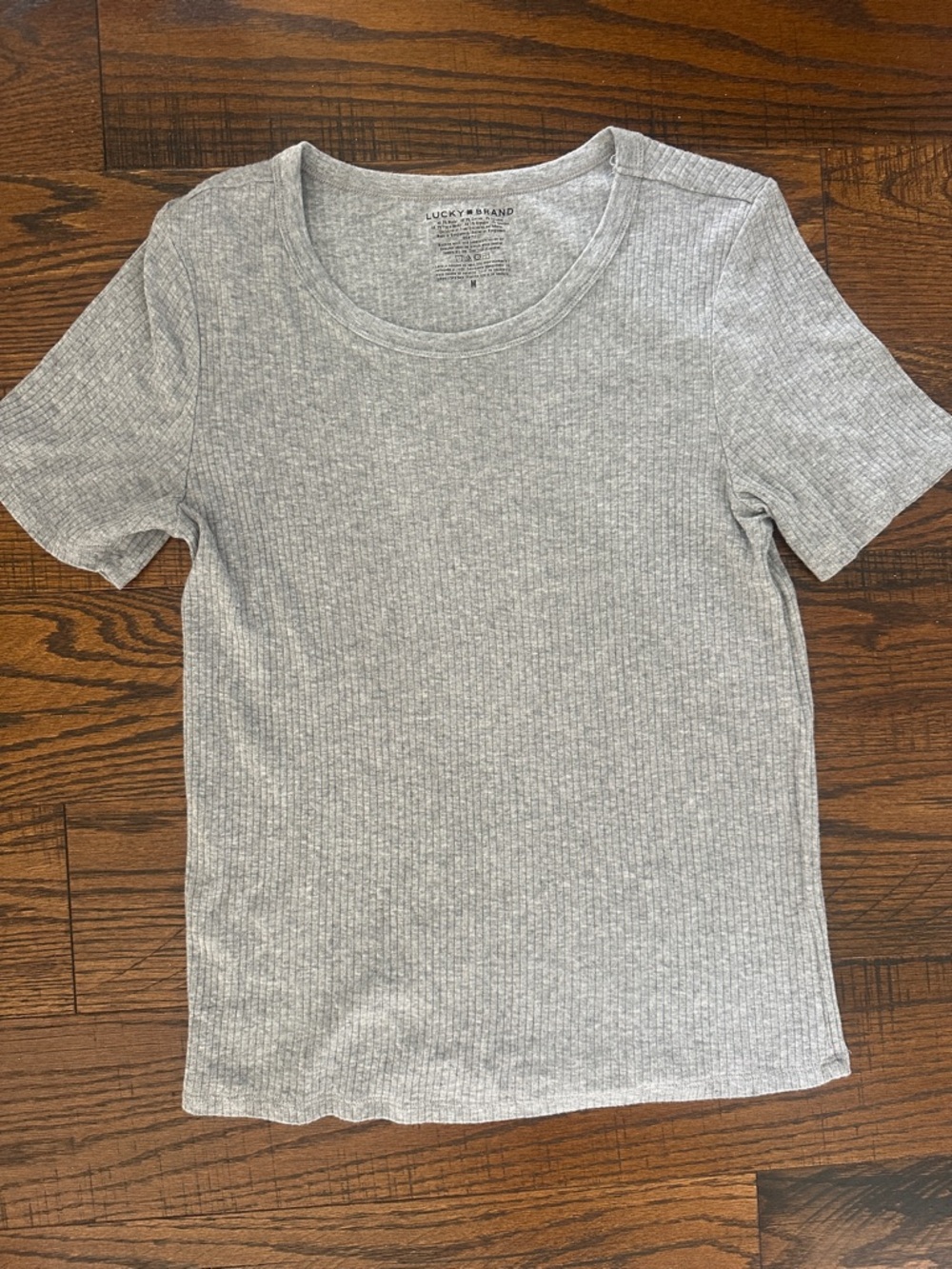 Lucky Brand Heather Gray Ribbed Short Sleeve Tee